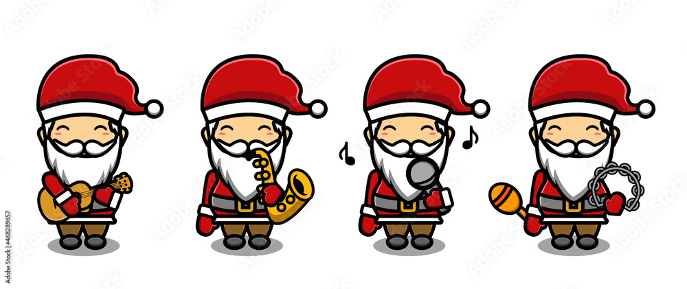 Fototapeta premium santa claus playing music cartoon