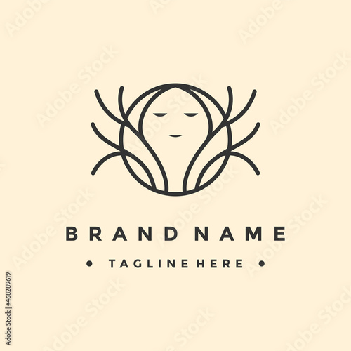 Vector logo of the goddess of fertility. Perfect for a beauty salon, natural cosmetics, medical products.