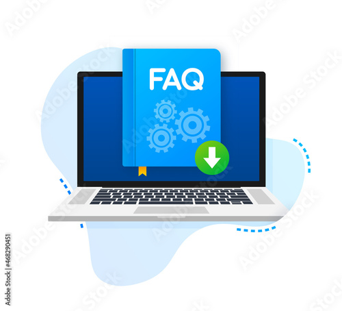 Download FAQ Book icon with question mark. Book icon and help, how to, info, query concept