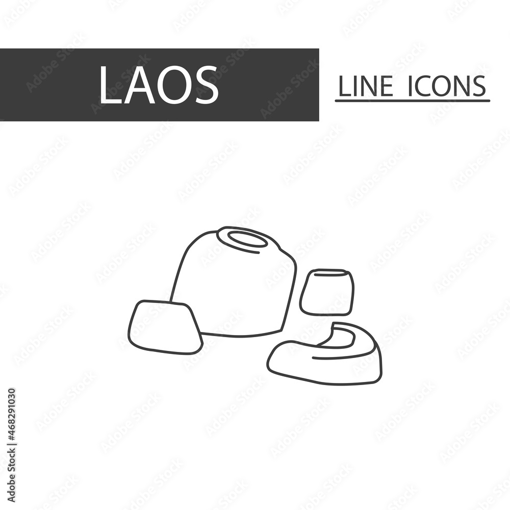 Plain Of Jars Laos icon. The icons as Laos signature in black lines. Plain Of Jars Laos icon. The icons as Laos signature in black lines.