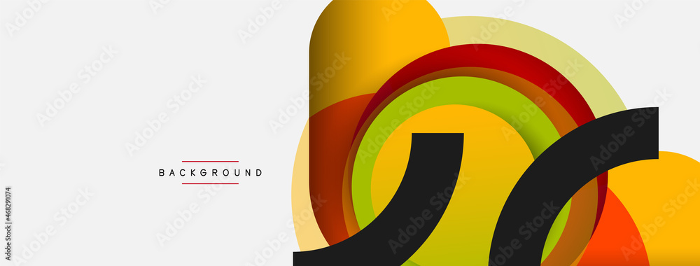 Naklejka premium Creative geometric wallpaper. Minimal abstract background. Circles composition vector illustration for wallpaper banner background or landing page