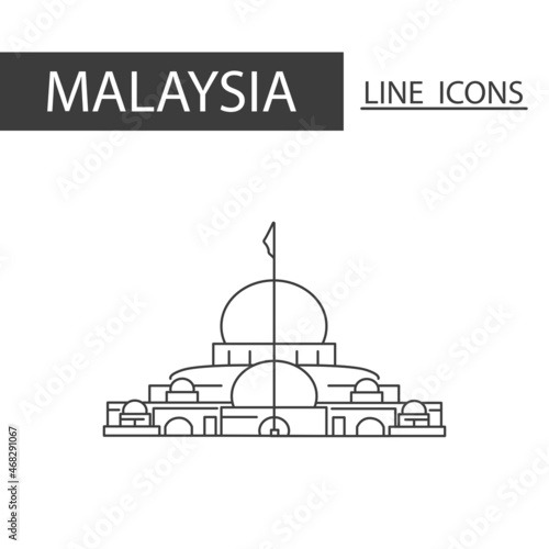 National Palace Malaysia icon. The icons as Malaysia signature in black lines.