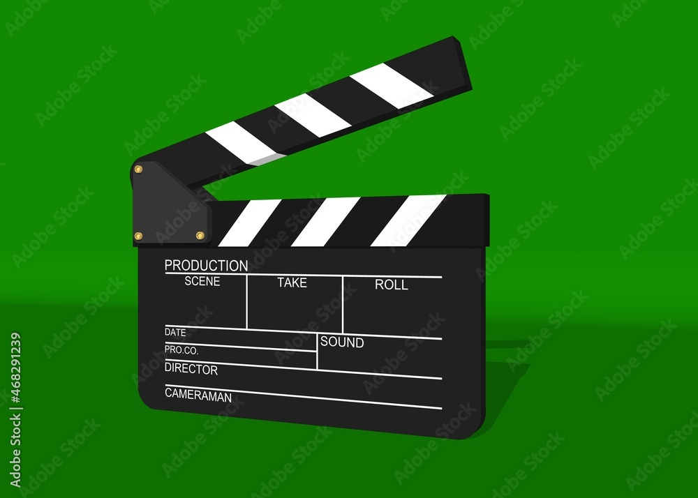 Obraz premium slate Film for director and Studio production. 3D clapper-slate with inscriptions.