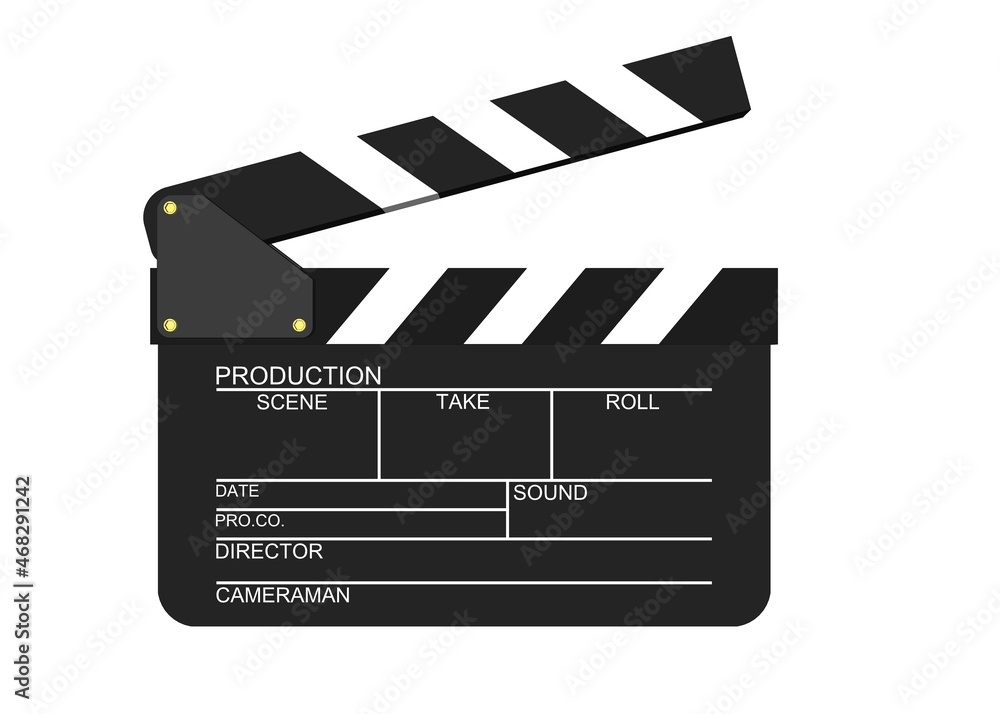 Obraz premium slate Film for director and Studio production. 3D clapper-slate with inscriptions.