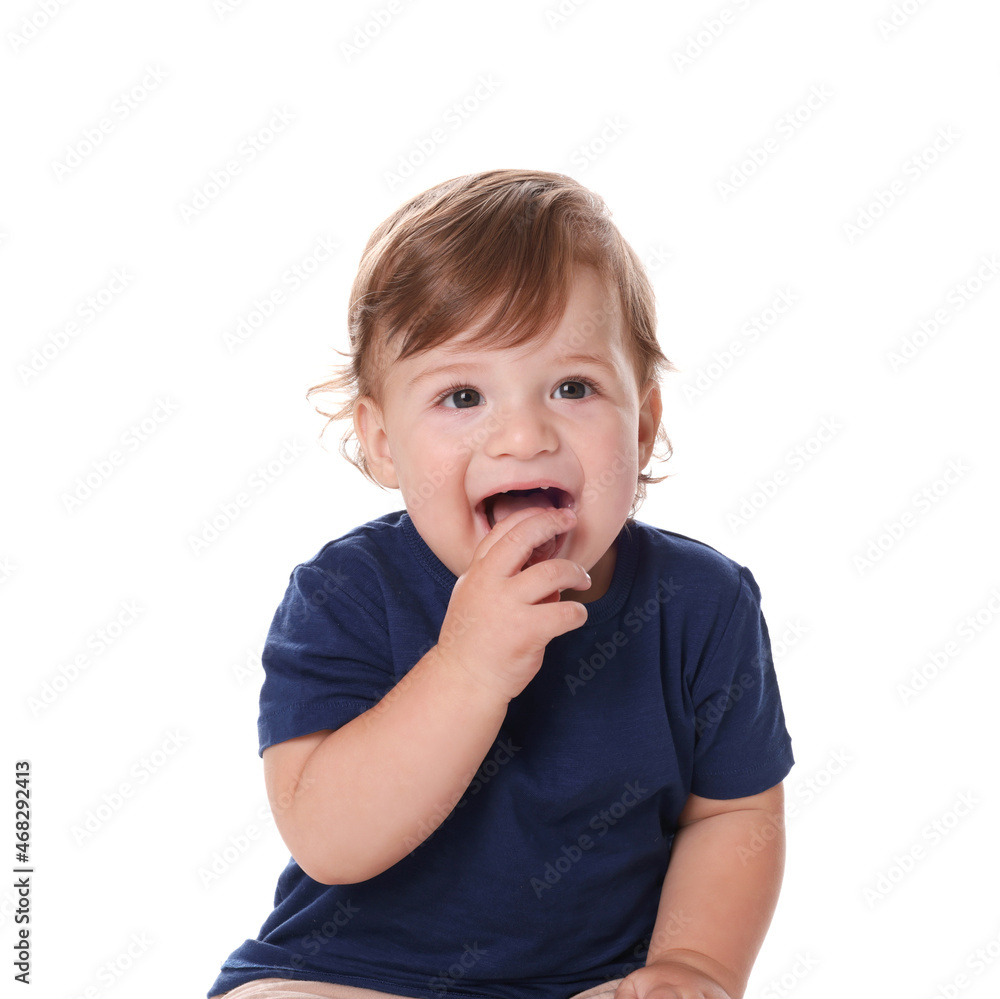 Cute little boy isolated on white. Adorable child Cute little boy isolated on white. Adorable child