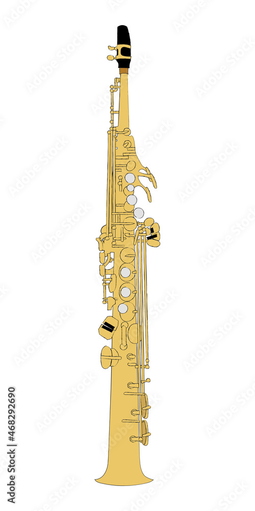 Soprano saxophone vector illustration on a white background - obrazy, fototapety, plakaty 