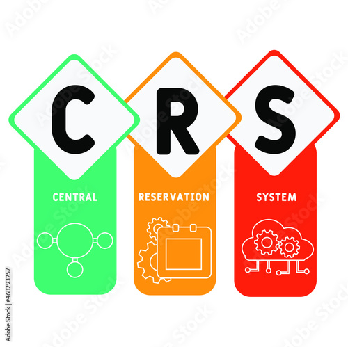 CRS - Central Reservation System acronym. business concept background. vector illustration concept with keywords and icons. lettering illustration with icons for web banner, flyer