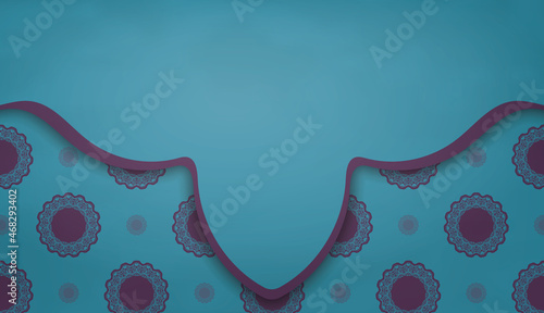 Green brochure with purple mandala pattern prepared for typography.
