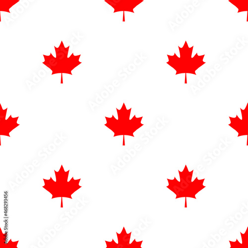 Red maple canada seamless pattern. Red maple leaves seamless pattern. Canada day July 1st celebration backdrop. Flat style vector background for posters, flyers, wallpapers, textile etc. © Nadezhda Kozhedub