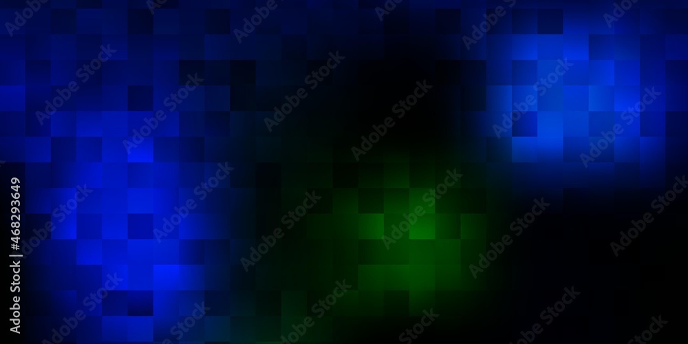 Dark blue, green vector texture with memphis shapes.