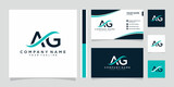 Initial AG logo design with business card design. Vector illustration