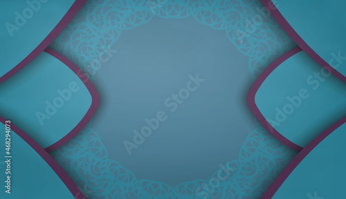 Green color brochure with vintage purple ornaments prepared for typography.