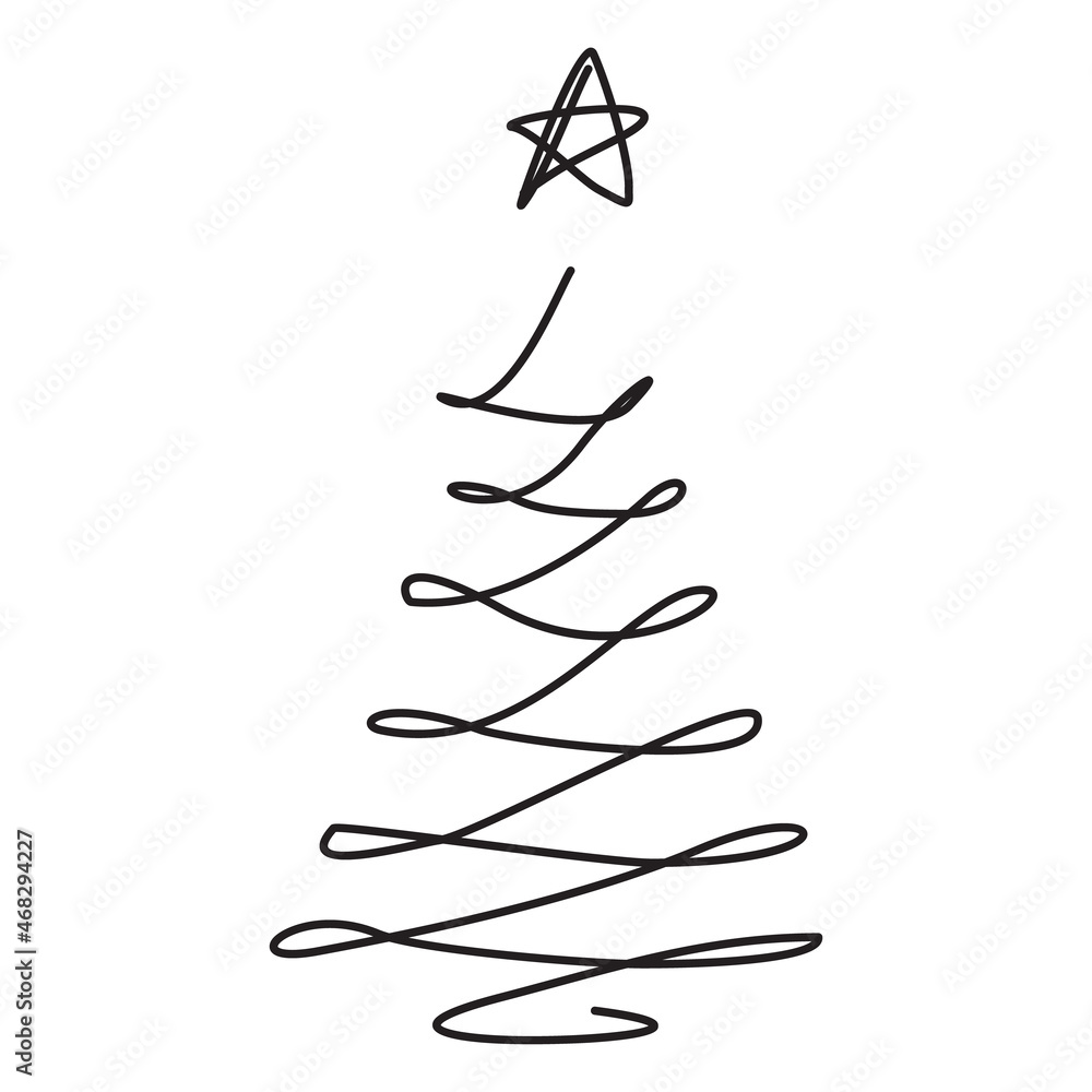 continuous single drawn one line christmas tree. Line art. winter holiday christmas doodle. Happy new year party design continuous single drawn one line christmas tree. Line art. winter holiday christmas doodle. Happy new year party design