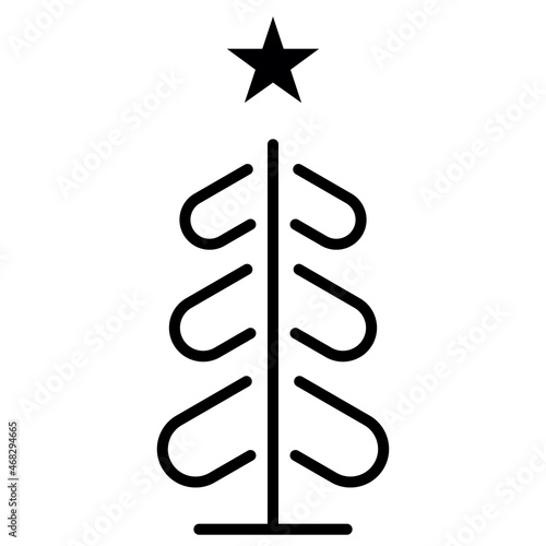 Christmas tree doodle icon Sketch line vector. Happy new year party design