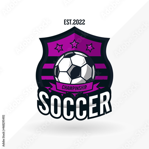 Soccer Football Badge Logo Design Templates   Sport Team Identity Vector Illustrations isolated on white Background