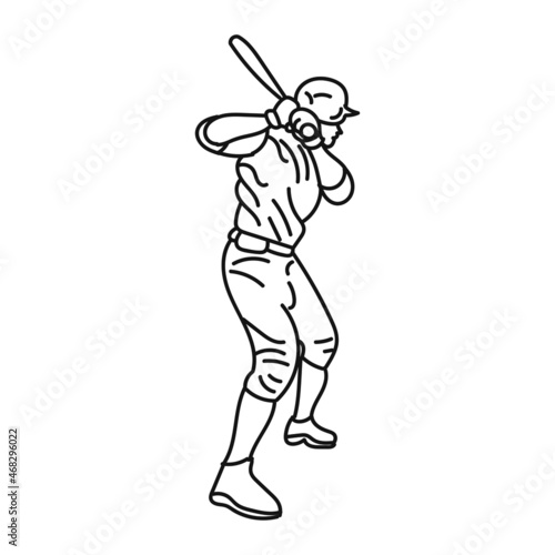 black line illustration design baseball player isolated
