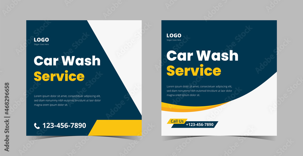 Car wash social media design template bundle. Car wash and detailing