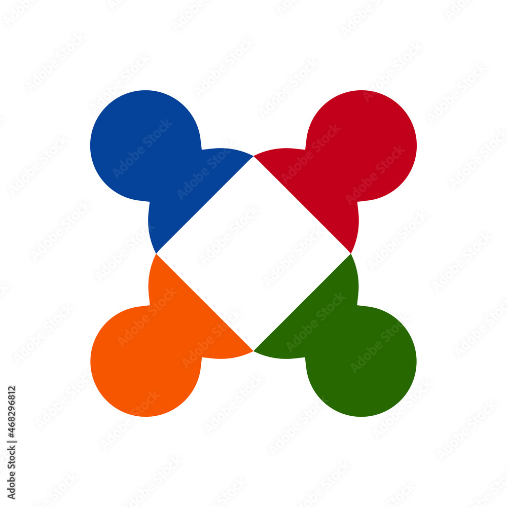 Four people connected. Very suitable in various business purposes, also for icon, symbol, logo and many more. Four people connected. Very suitable in various business purposes, also for icon, symbol, logo and many more.