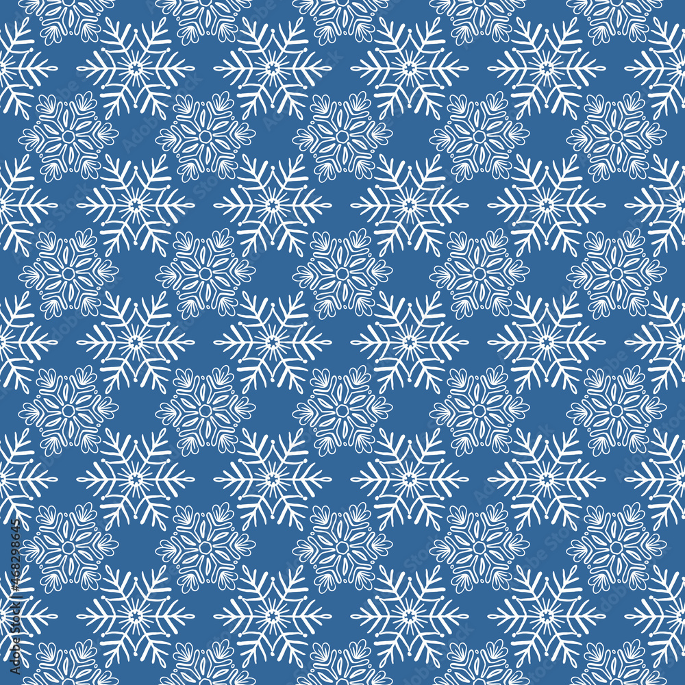 seamless pattern with snowflakes of different shapes. Vector illustration
