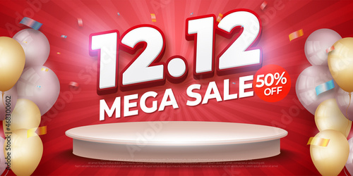 12.12 shopping day sale banner or flyer design