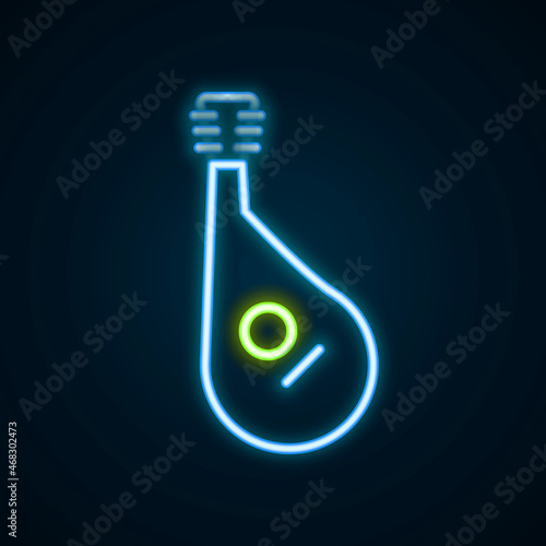 Glowing neon line Ukrainian traditional musical instrument bandura icon isolated on black background. Colorful outline concept. Vector