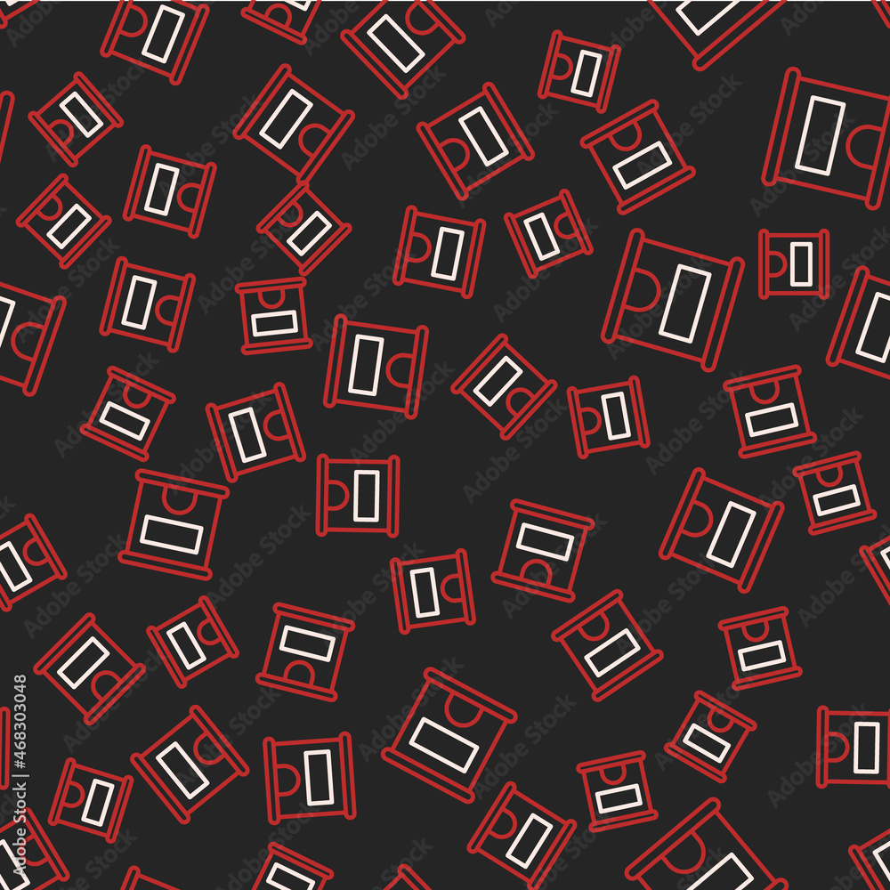 Line Ticket office to buy tickets for train or plane icon isolated seamless pattern on black background. Buying tickets. Ticket service. Vector Line Ticket office to buy tickets for train or plane icon isolated seamless pattern on black background. Buying tickets. Ticket service. Vector