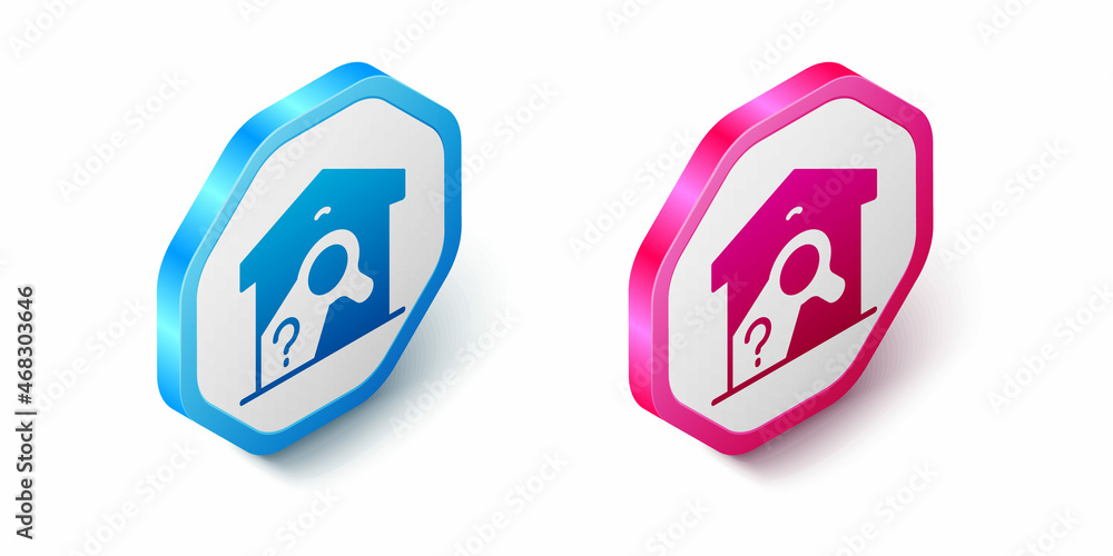 Isometric Warehouse check icon isolated on white background. Hexagon button. Vector Isometric Warehouse check icon isolated on white background. Hexagon button. Vector