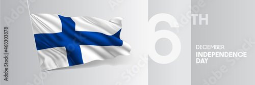 Finland happy independence day greeting card, banner vector illustration