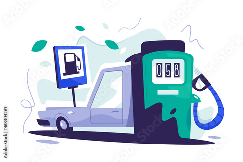 Refueling car on gas station