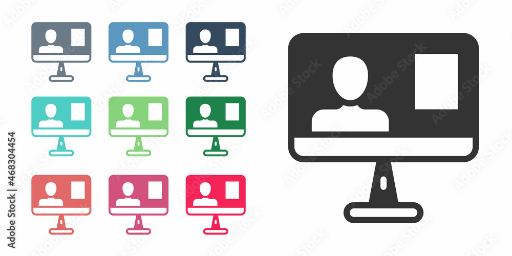 Black Online class icon isolated on white background. Online education concept. Set icons colorful. Vector Black Online class icon isolated on white background. Online education concept. Set icons colorful. Vector