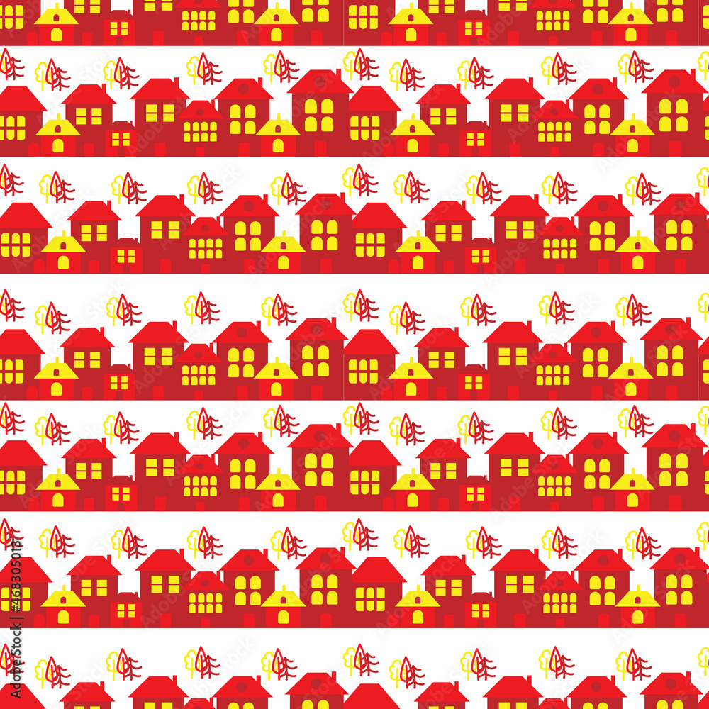 Fototapeta premium vector seamless pattern with winter village