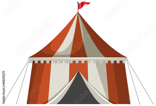 Medieval striped pavillon tent isolated