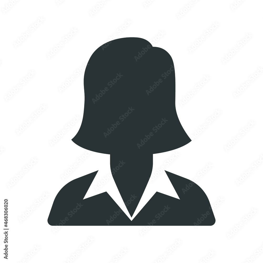 Business woman icon, vector avatar symbol. Female pictogram, girl, lady silhouette sign isolated on white background. Face, head, profile, user, worker, manager, businesswoman, office concept. EPS 10 Business woman icon, vector avatar symbol. Female pictogram, girl, lady silhouette sign isolated on white background. Face, head, profile, user, worker, manager, businesswoman, office concept. EPS 10