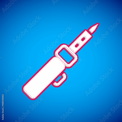 White Soldering iron icon isolated on blue background. Vector