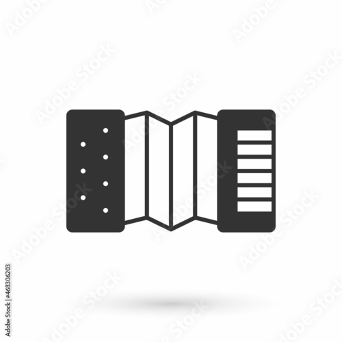 Grey Musical instrument accordion icon isolated on white background. Classical bayan, harmonic. Vector
