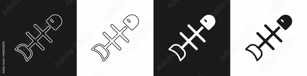 Set Dead fish icon isolated on black and white background. Vector Set Dead fish icon isolated on black and white background. Vector