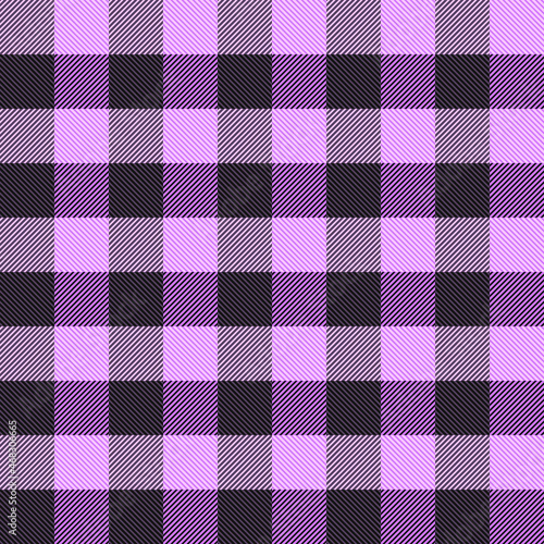 Violet and black Scotland textile seamless pattern. Fabric texture check tartan plaid. Abstract geometric background for cloth, fabric. Monochrome graphic repeating design. Modern squared ornament