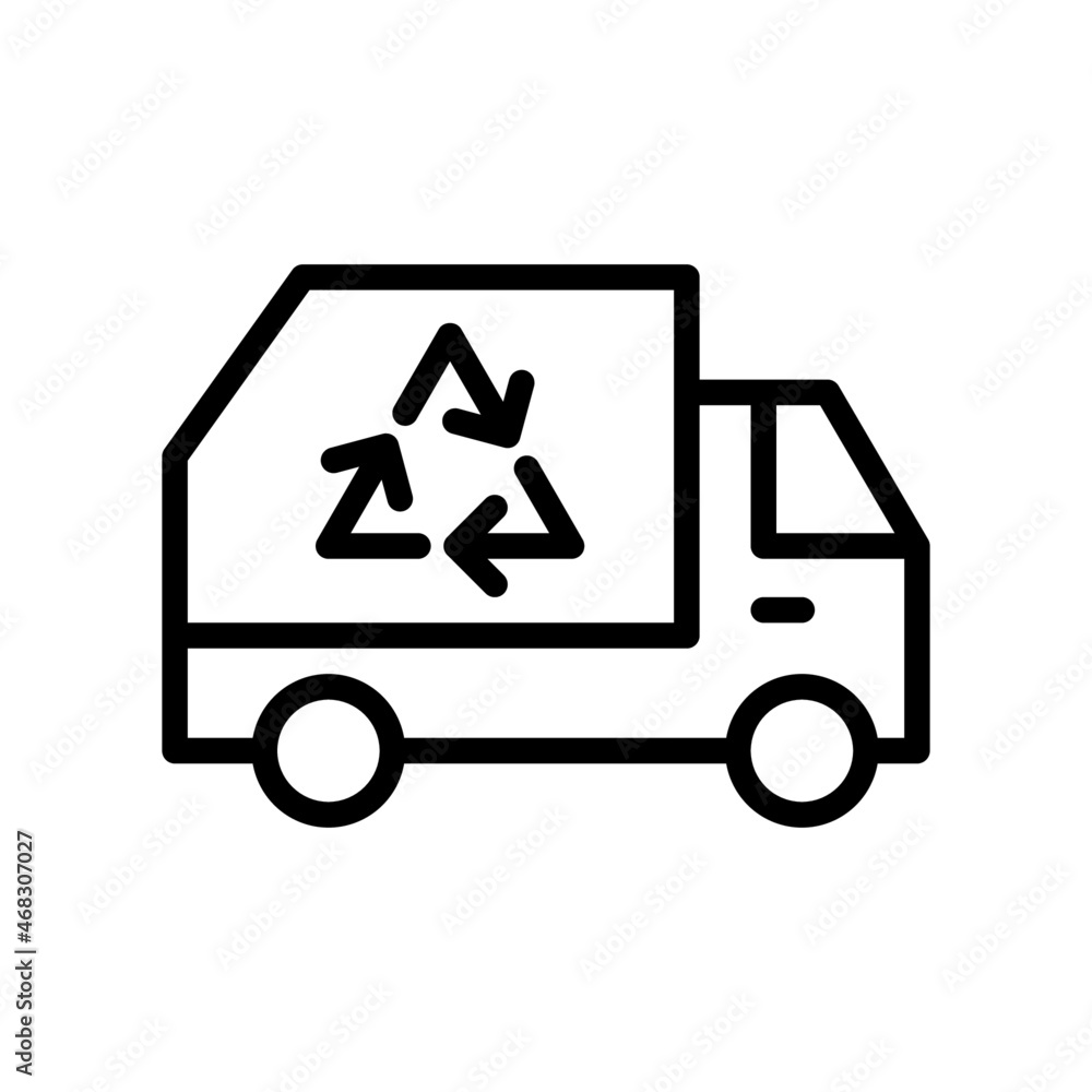 Garbage Truck Icon, Line style icon vector illustration, Suitable for website, mobile app, print, presentation, infographic and any other project.