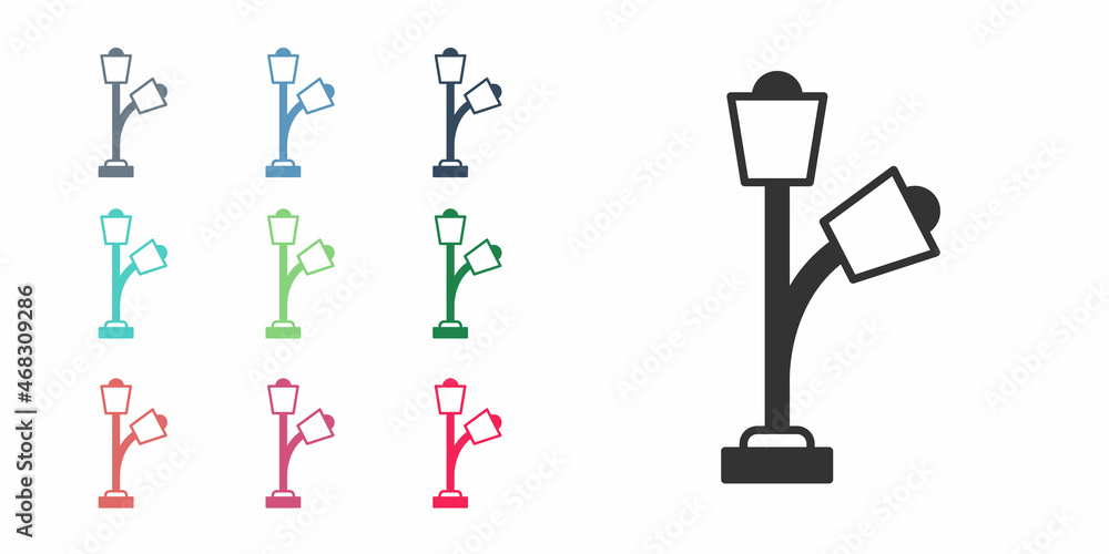 Black Floor lamp icon isolated on white background. Set icons colorful. Vector Black Floor lamp icon isolated on white background. Set icons colorful. Vector