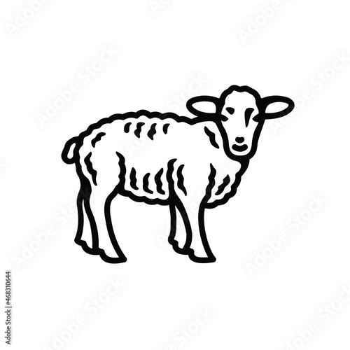 Sheep icon. Best for menus of restaurants  cafes  bars and food courts. Black line vector isolated icon on white background. Vintage style.