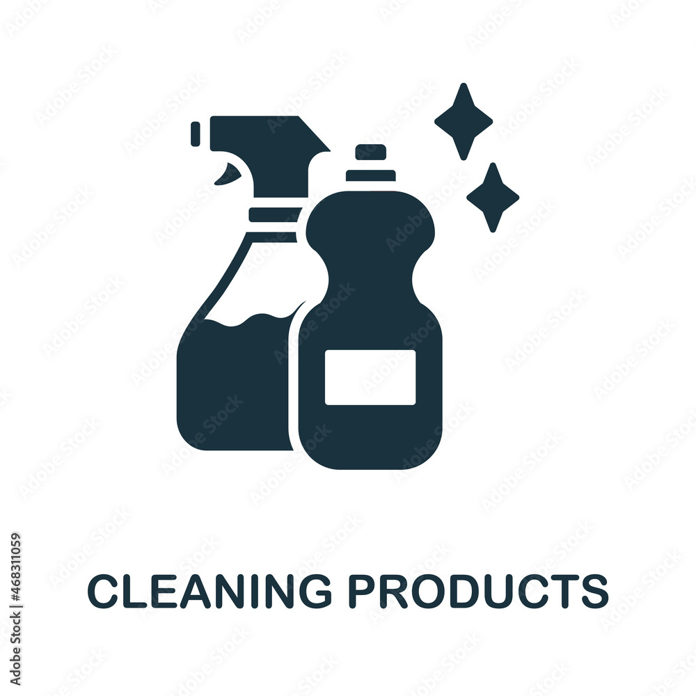 Cleaning Products icon. Monochrome sign from cleaning collection. Creative Cleaning Products icon illustration for web design, infographics and more Cleaning Products icon. Monochrome sign from cleaning collection. Creative Cleaning Products icon illustration for web design, infographics and more