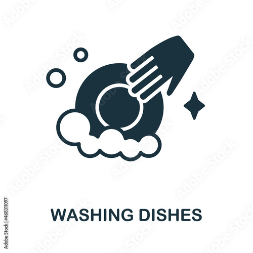 Washing Dishes icon. Monochrome sign from cleaning collection. Creative Washing Dishes icon illustration for web design, infographics and more