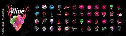 A set of vector Wine logos on a black background