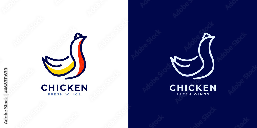 Obraz premium chicken restaurant logo design concept