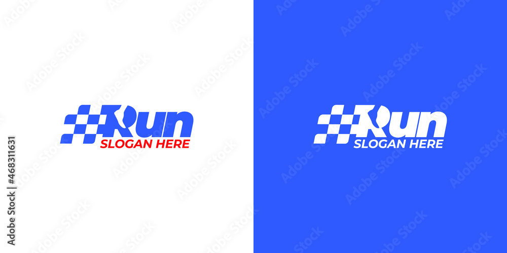 Obraz premium run sport logo design concept