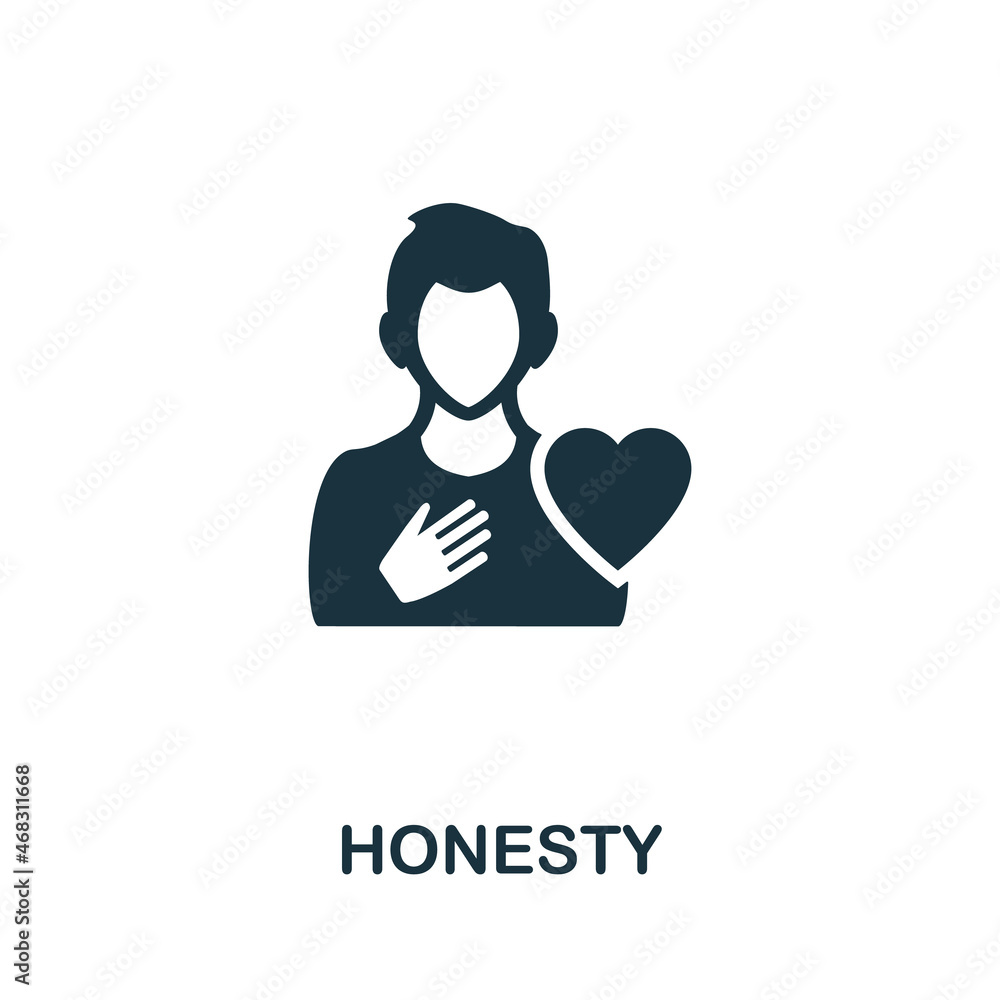 Honesty icon. Monochrome simple element from core value collection. Creative Honesty icon for web design, templates, infographics and more Honesty icon. Monochrome simple element from core value collection. Creative Honesty icon for web design, templates, infographics and more