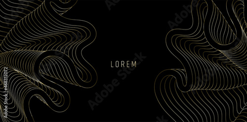 Gold lines template, artistic covers design, colorful luxury backgrounds. Trendy pattern, graphic poster, cards. Vector illustration