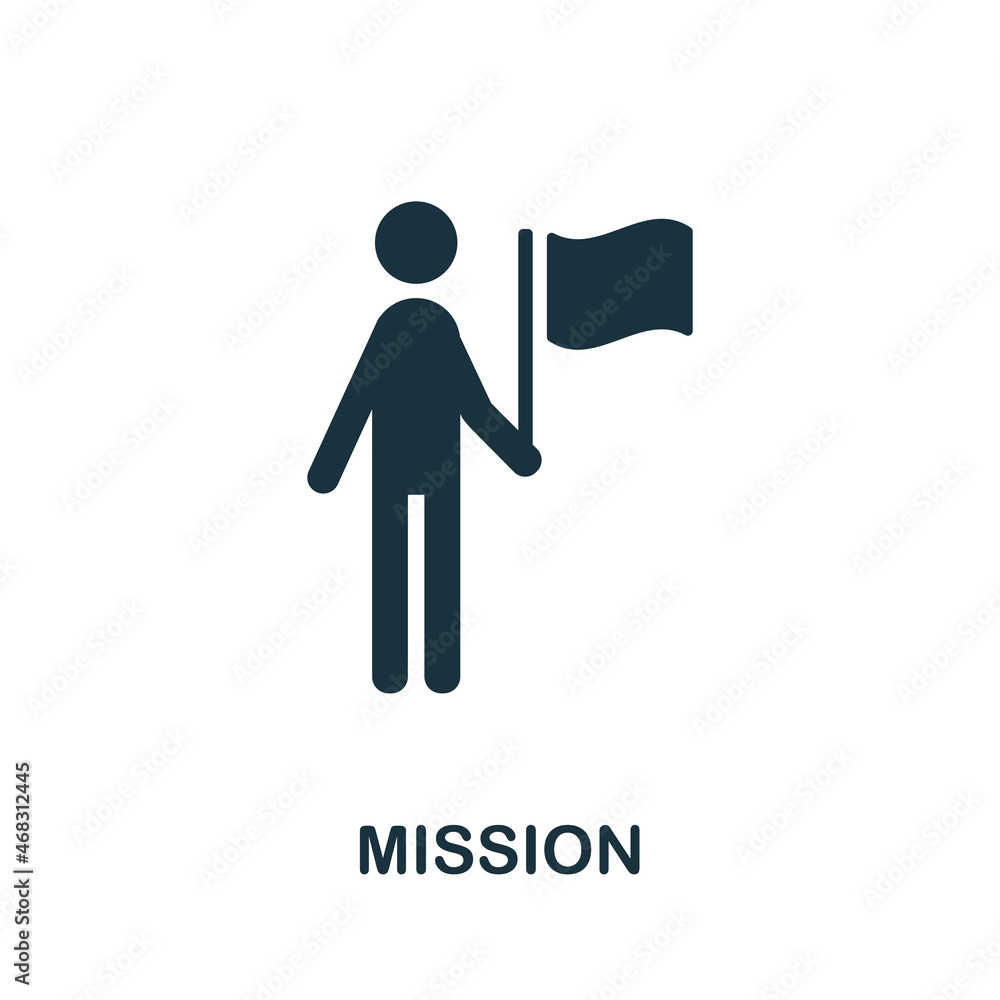 Mission icon. Monochrome simple element from core value collection. Creative Mission icon for web design, templates, infographics and more Mission icon. Monochrome simple element from core value collection. Creative Mission icon for web design, templates, infographics and more