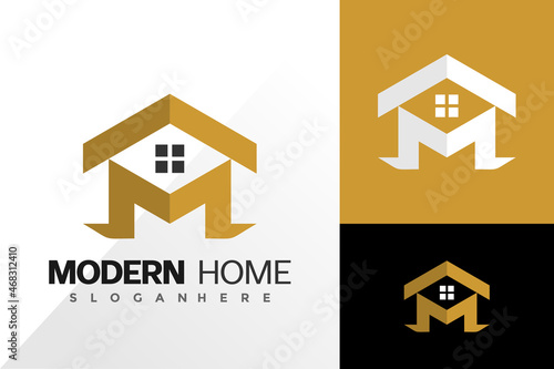 Modern Home Building with Initial Letter M logo vector design. Abstract emblem, designs concept, logos, logotype element for template