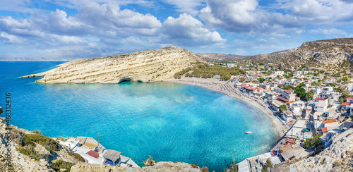 Fototapeta Naklejka Na Ścianę i Meble -  Landscape with Matala beach, Crete, Greece